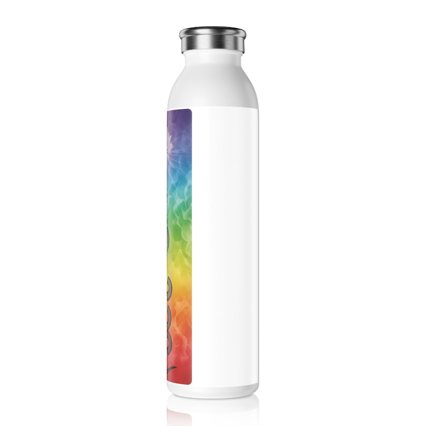 Colorful Chakra Slim Water Bottle, Yoga Gift, Eco-Friendly Hydration, Motivational Gift, Wellness Bottle, Meditation Accessories