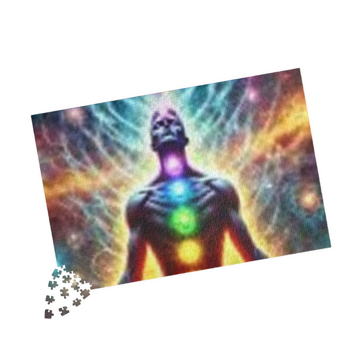 Meditation Puzzle with Chakra Artwork - Spiritual Gifts for Mindfulness, Relaxation, Yoga, Meditation Decor, Unique Gift Idea