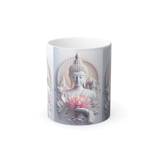 Color Morphing Buddha Mug, Zen Gift, Meditation Mug, Unique Coffee Mug, Color Change Mug, Mindfulness Gift