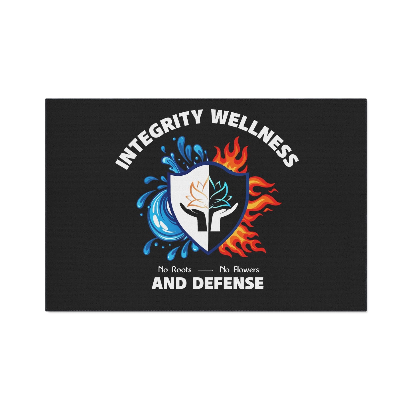 Integrity Wellness Floor Mat — "No Roots No Flowers" Shield Design