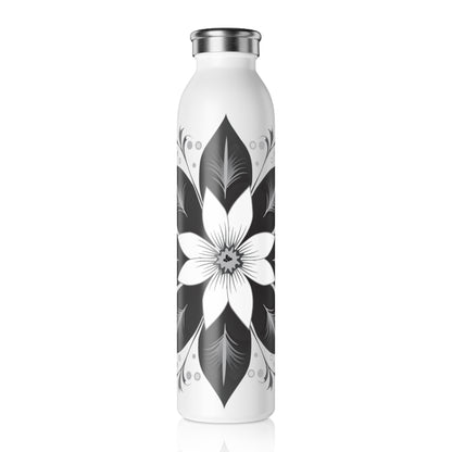 Elegant Floral Slim Water Bottle, Botanical Drink Container, Eco-Friendly Gift, Hydration Tracker, Stylish Fitness Accessory