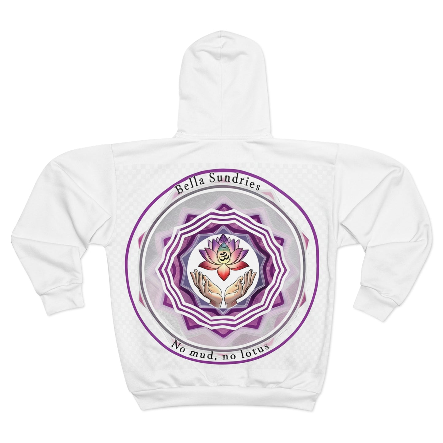Spiritual Unisex Zip Hoodie with AOP Design, Yoga Apparel, Meditation Gift, Cozy Layer, Om Symbol, Lotus Art