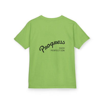 Kids Tee — ‘Progress Over Perfection’ Lotus Graphic