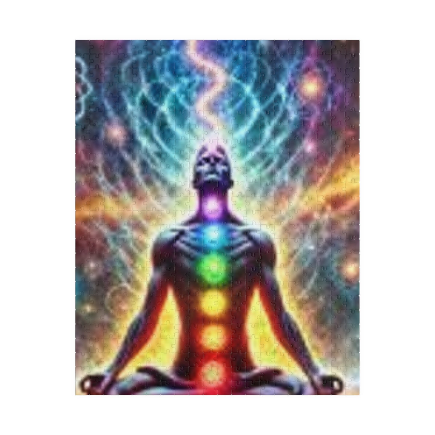 Meditation Puzzle with Chakra Artwork - Spiritual Gifts for Mindfulness, Relaxation, Yoga, Meditation Decor, Unique Gift Idea