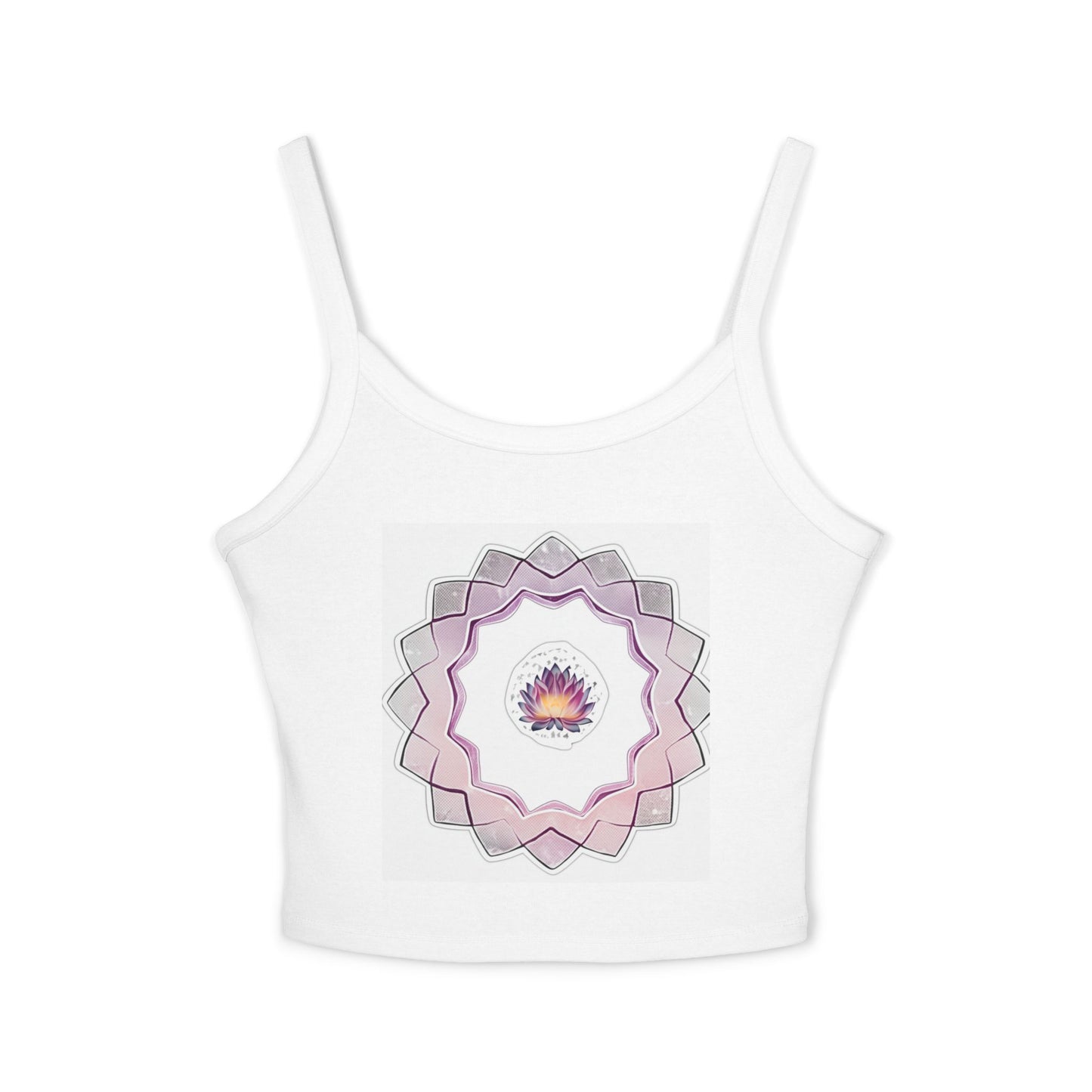 Women's Spaghetti Strap Tank Top with Lotus Flower Design | Casual Summer Wear, Festival Top, Boho Style, Yoga Apparel, Gift for Her