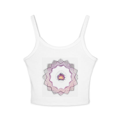 Women's Spaghetti Strap Tank Top with Lotus Flower Design | Casual Summer Wear, Festival Top, Boho Style, Yoga Apparel, Gift for Her