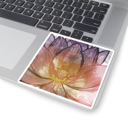 Floral Kiss-Cut Stickers | Vibrant Lotus Design, Laptop Decor, Gift for Flower Lovers, Journal Stickers, Art for Home