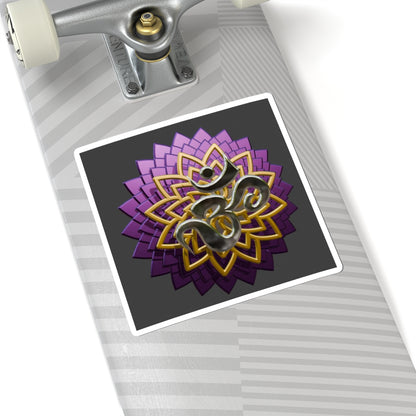 Meditative Lotus Kiss-Cut Stickers - Yoga Decor, Spiritual Art, Laptop Decal, Gifts for Mindfulness, Boho Home