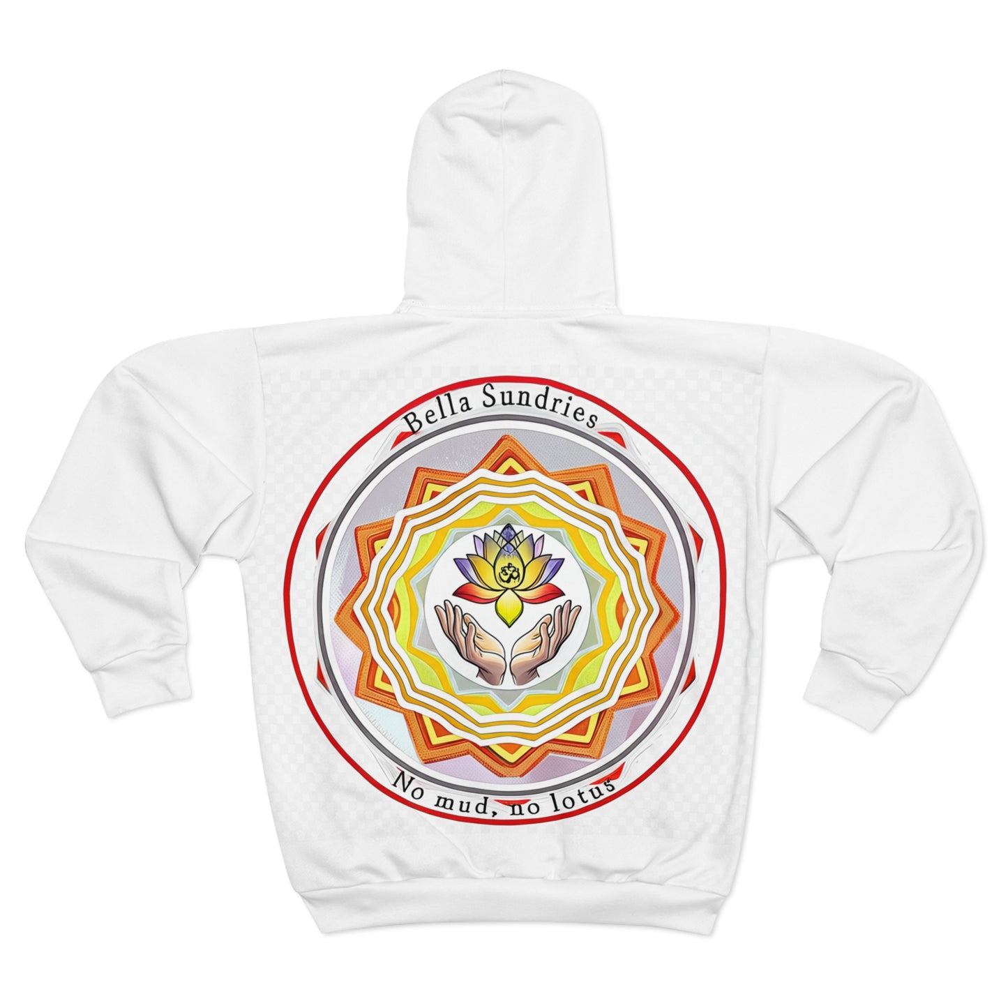 Spiritual Unisex Zip Hoodie with AOP Design, Yoga Apparel, Meditation Gift, Cozy Layer, Om Symbol, Lotus Art