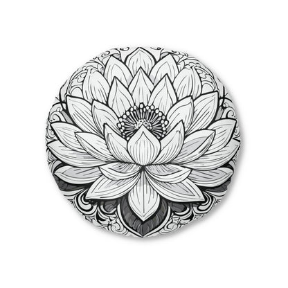 Round Tufted Floor Pillow with Lotus Design - Boho Home Decor, Meditation Cushion, Yoga Pillow, Floor Cushion, Relaxation Seating