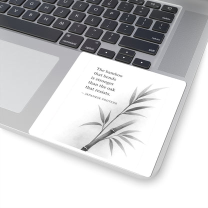 Mindful Bamboo Quote Stickers, Inspirational Vinyl Decals, Nature-Themed Art, Gift for Motivation, Journal Decoration, Laptop Stickers
