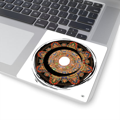 Vibrant Mandala Kiss-Cut Stickers, Decorative Laptop Decal, Bohemian Art, Spiritual Decor, Unique Gift for All Occasions