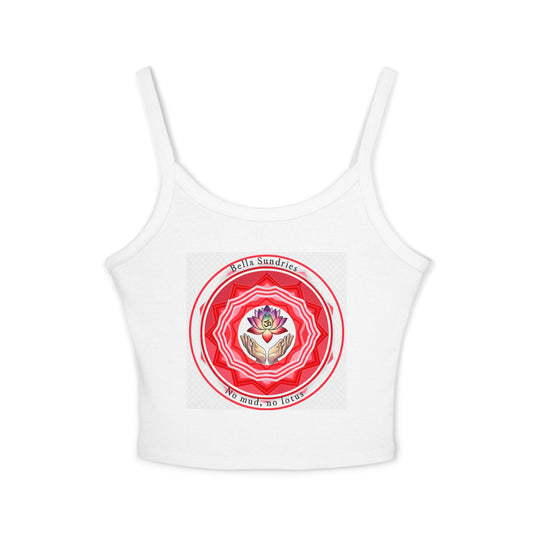 Women's Spaghetti Strap Tank Top with Lotus Design, Bohemian Summer Top, Yoga Wear, Festival Outfit, Casual Chic Blouse