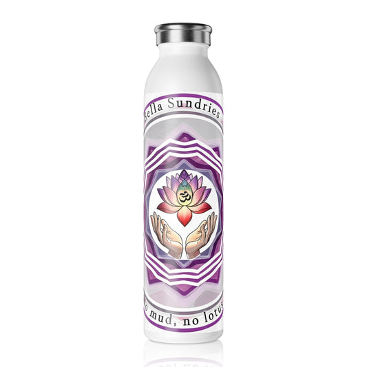 Lotus-Inspired Slim Water Bottle for Wellness Lovers, Eco-Friendly Hydration, Yoga Gifts, Motivational Quotes, Reusable Drinkware