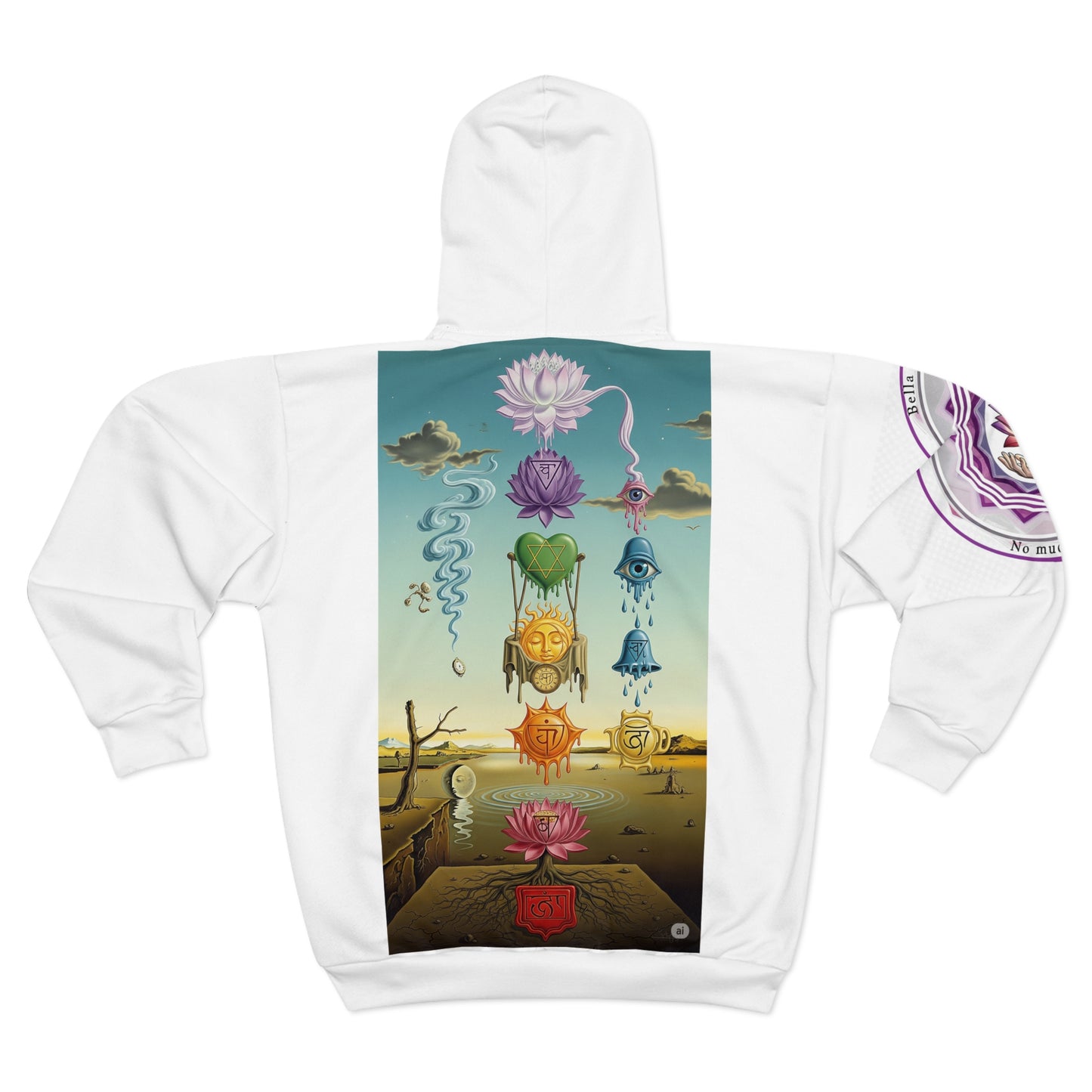 Spiritual Unisex Zip Hoodie with AOP Design, Yoga Apparel, Meditation Gift, Cozy Layer, Om Symbol, Lotus Art