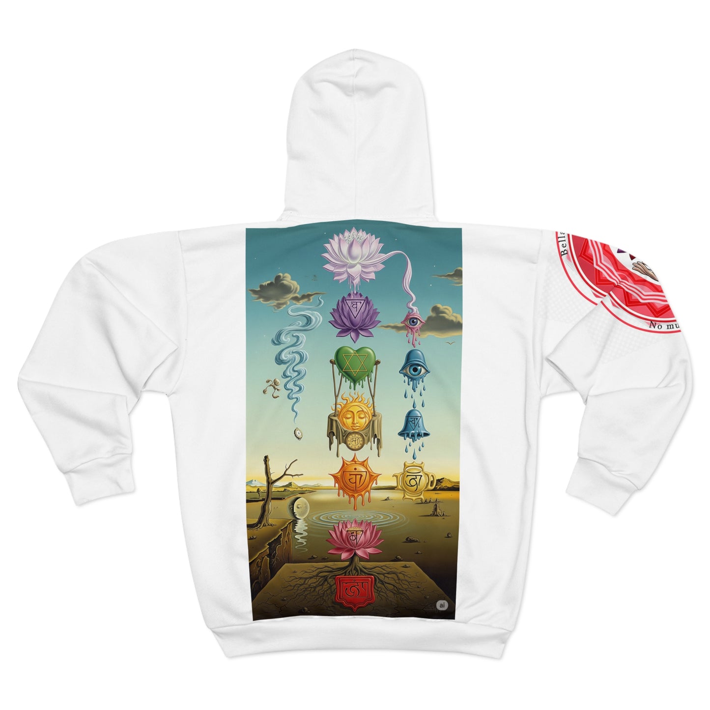 Spiritual Unisex Zip Hoodie with AOP Design, Yoga Apparel, Meditation Gift, Cozy Layer, Om Symbol, Lotus Art