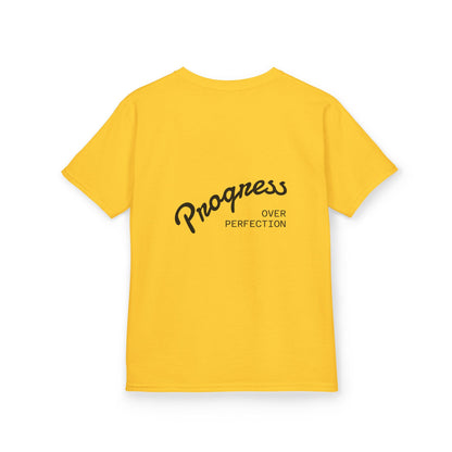 Kids Tee — ‘Progress Over Perfection’ Lotus Graphic