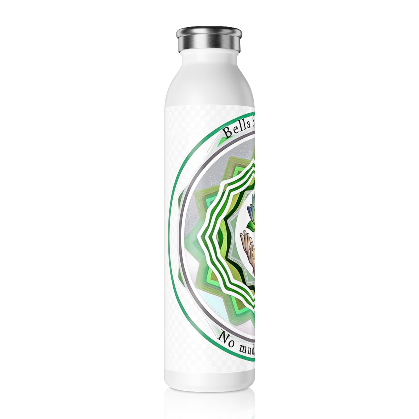 Zen-Inspired Slim Water Bottle, Reusable Hydration Bottle, Eco-Friendly Gift, Inspirational Water Bottle, Lotus Design for Wellness