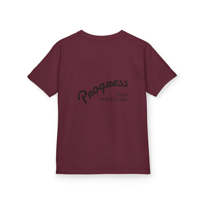Kids Tee — ‘Progress Over Perfection’ Lotus Graphic