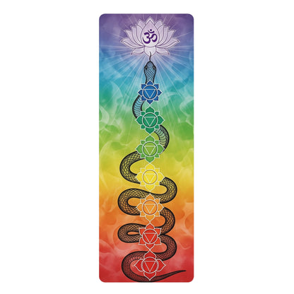 Chakra Rainbow Yoga Mat, Eco-Friendly Rubber Mat for Home Workouts, Meditation, Yoga Gift for Her, Fitness Enthusiasts, Wellness