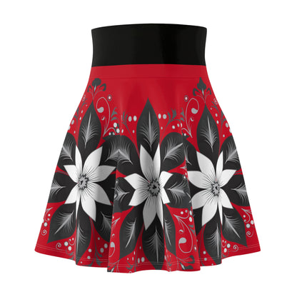 Chic Floral Women's Skater Skirt, Trendy Outfit, Casual Wear, Spring Fashion, Perfect for Parties, Floral Print Skirt