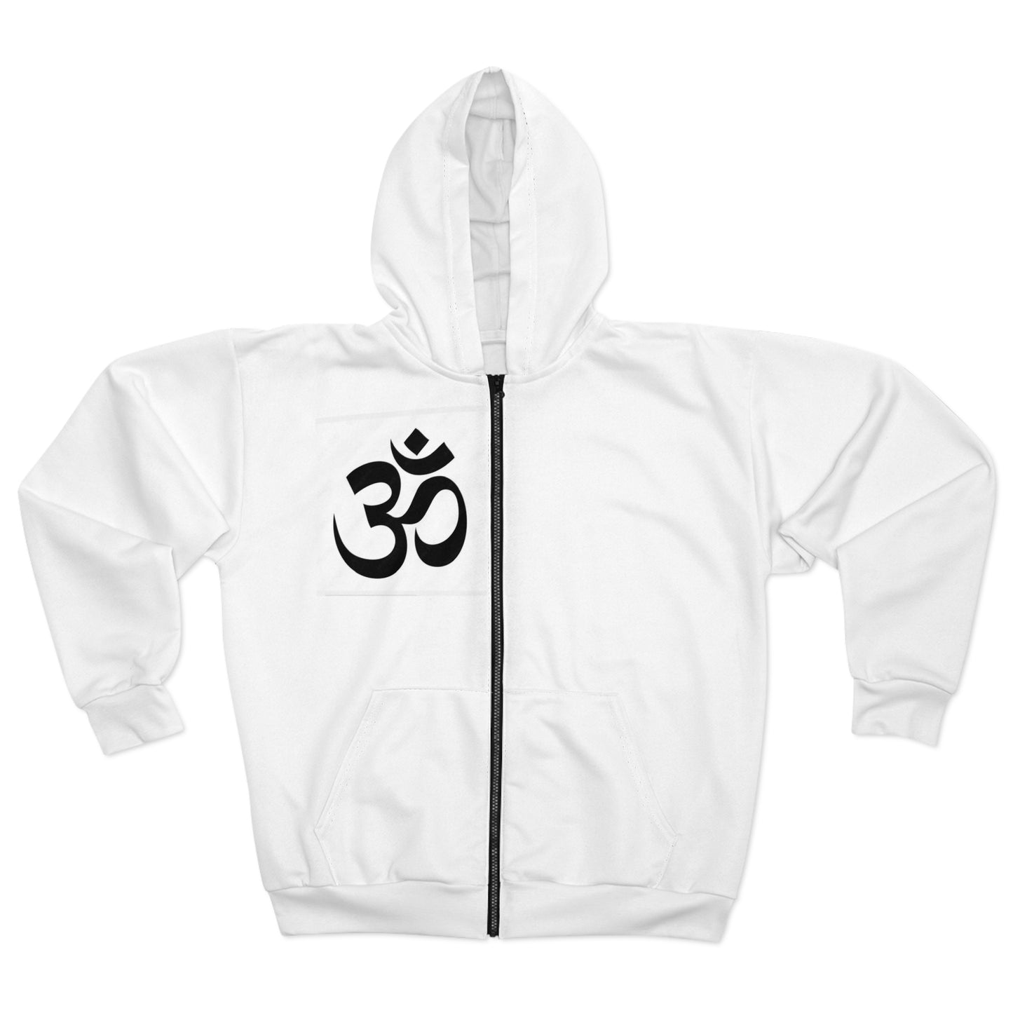 Spiritual Unisex Zip Hoodie with AOP Design, Yoga Apparel, Meditation Gift, Cozy Layer, Om Symbol, Lotus Art