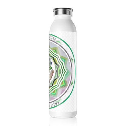 Zen-Inspired Slim Water Bottle, Reusable Hydration Bottle, Eco-Friendly Gift, Inspirational Water Bottle, Lotus Design for Wellness