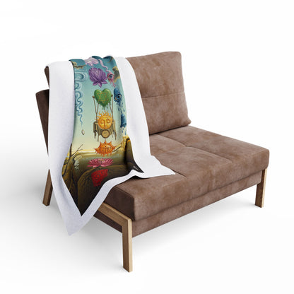 Chakra Healing Arctic Fleece Blanket | Cozy Meditation Throw, Spiritual Home Decor, Festival Gift for Yogis