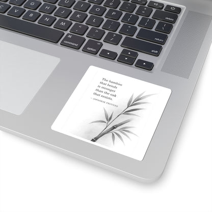 Mindful Bamboo Quote Stickers, Inspirational Vinyl Decals, Nature-Themed Art, Gift for Motivation, Journal Decoration, Laptop Stickers