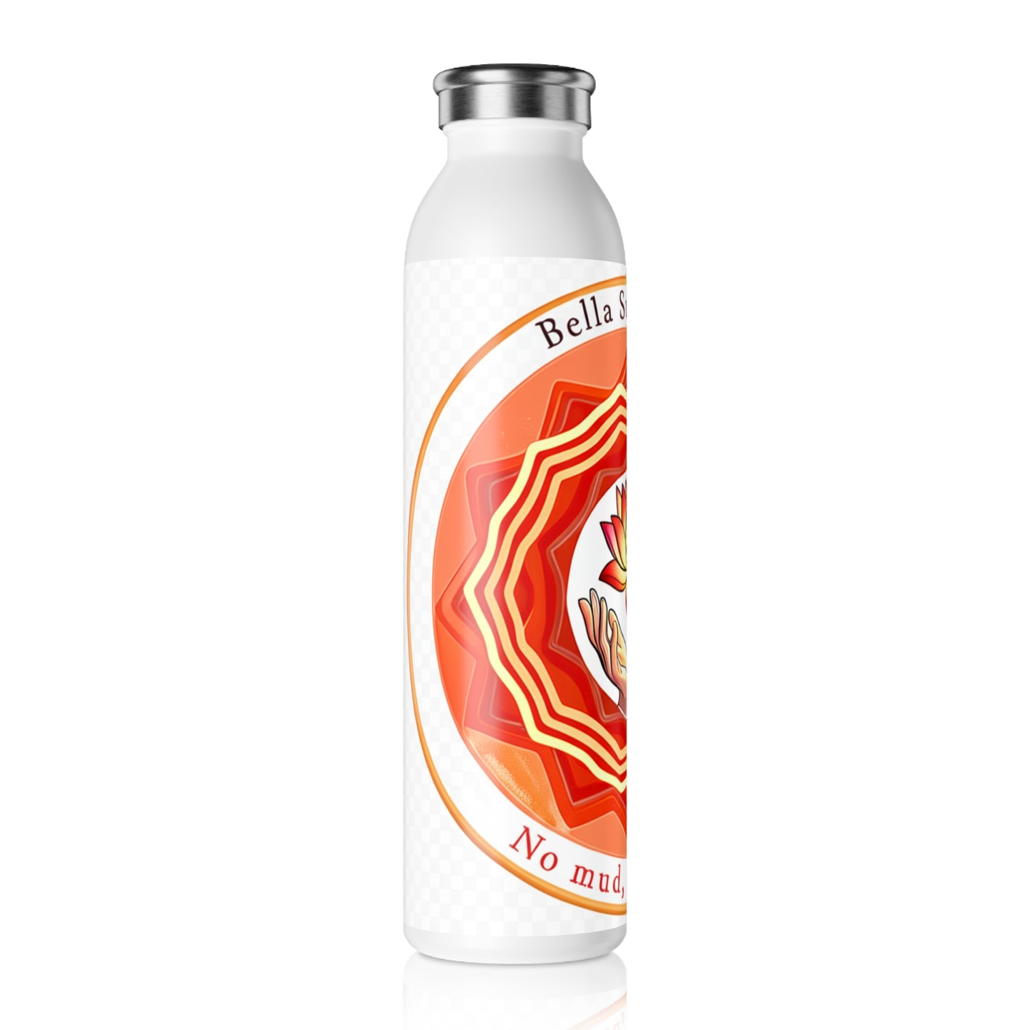 Lotus Design Slim Water Bottle, Yoga Hydration, Eco-Friendly Gift, Gym Water Bottle, Inspirational Drinkware