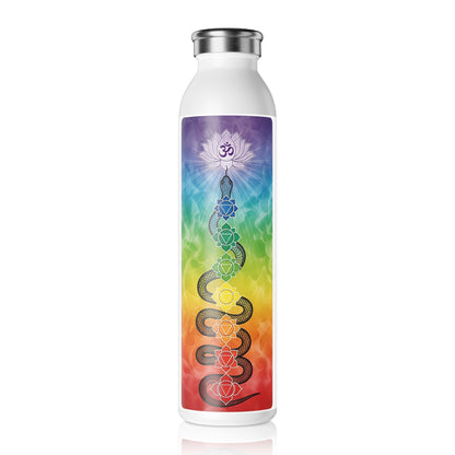 Colorful Chakra Slim Water Bottle, Yoga Gift, Eco-Friendly Hydration, Motivational Gift, Wellness Bottle, Meditation Accessories