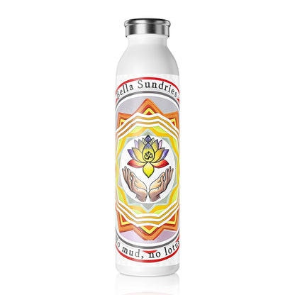 Lotus Design Slim Water Bottle, Eco-Friendly Drinkware, Yoga Gift, Inspirational Water Bottle, Wellness Hydration Companion