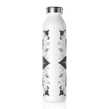 Elegant Floral Slim Water Bottle, Botanical Drink Container, Eco-Friendly Gift, Hydration Tracker, Stylish Fitness Accessory