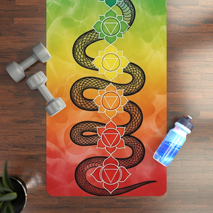Chakra Rainbow Yoga Mat, Eco-Friendly Rubber Mat for Home Workouts, Meditation, Yoga Gift for Her, Fitness Enthusiasts, Wellness