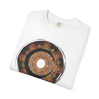 Colorful Mandala T-Shirt, Unisex Garment-Dyed Tee, Bohemian Style Shirt, Casual Wear for Festivals, Unique Gift Idea
